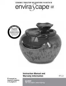 Homedics WF-MN-MOON enviraScape Mini Moon River Illuminated Tabletop Relaxation Fountain Instruction Manual and Warranty Information