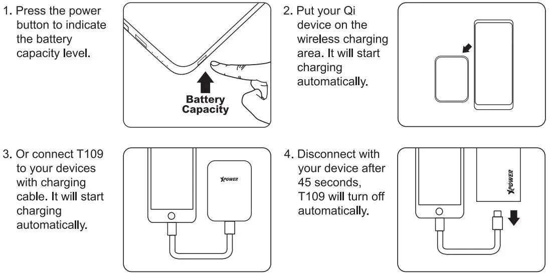 XPOWER XP-T109 Magnetic Wireless Charging Power Bank User Manual - Charging Devices