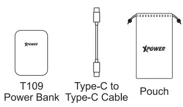 XPOWER XP-T109 Magnetic Wireless Charging Power Bank User Manual - Packing Conant & Specifications