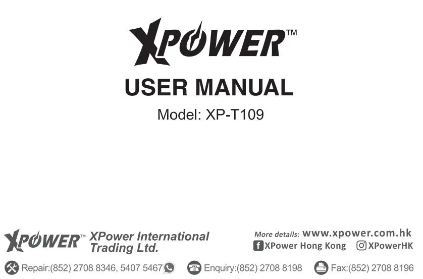 XPOWER XP-T109 Magnetic Wireless Charging Power Bank User Manual