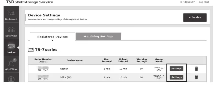 T D TR-7wb-nw Series Thermo Recorder- Changing Device