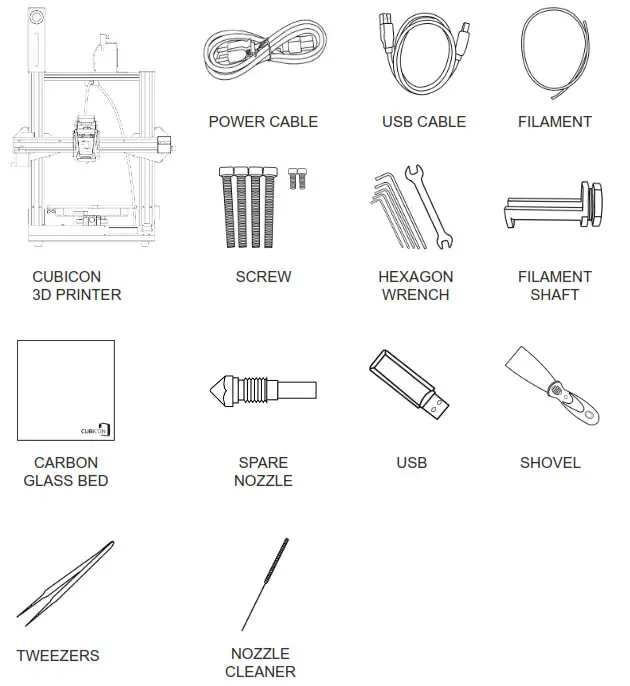 CUBICON PRIME 3D Printer with Auto Nozzle Leveling Direct Extruder- Box