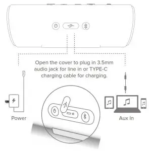 cleer 8032 Portable Bluetooth Speaker-- Connections