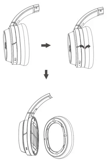 EDIFIER EDF160 Wireless Over Ear Headphones - Ear cushion replacement method