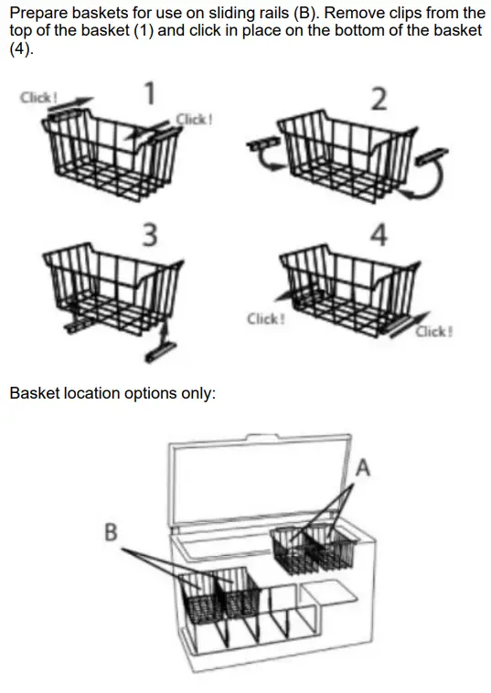 Whirlpool W11531549B Chest Freezer Owner's Manual - Slide Rail Basket Position