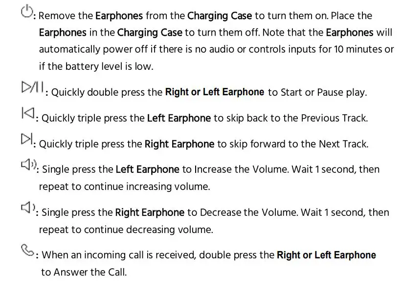Monoprice 43452 Horizon ANC Truewireless Earphone User Manual - Operation