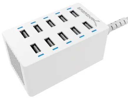 SABRENT AX-TPCS-W 60 Watt 12 Amp 10-Port Smart USB Rapid Charger-fig1