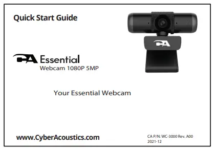 Cyber Acoustics WC 3000 Essential 1080P 5MP Zoom USB Webcam - Package