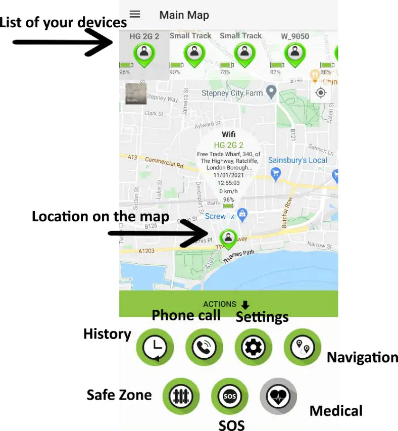 Foxi Finder Systems INFINITY IoT Smart Watch - The Main Screen