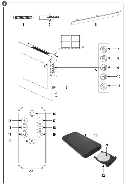anslut 017710 Wall Mounted Decorative Fireplace - 1