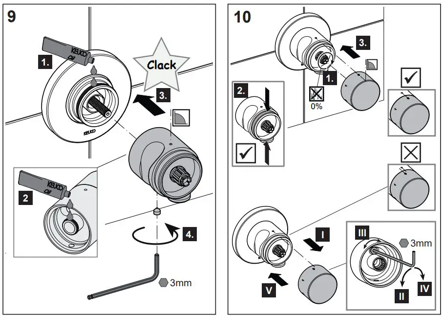 KEUCO 59549 IXMO 3-Way Stop and Diverter Valve Instruction Manual - How to use