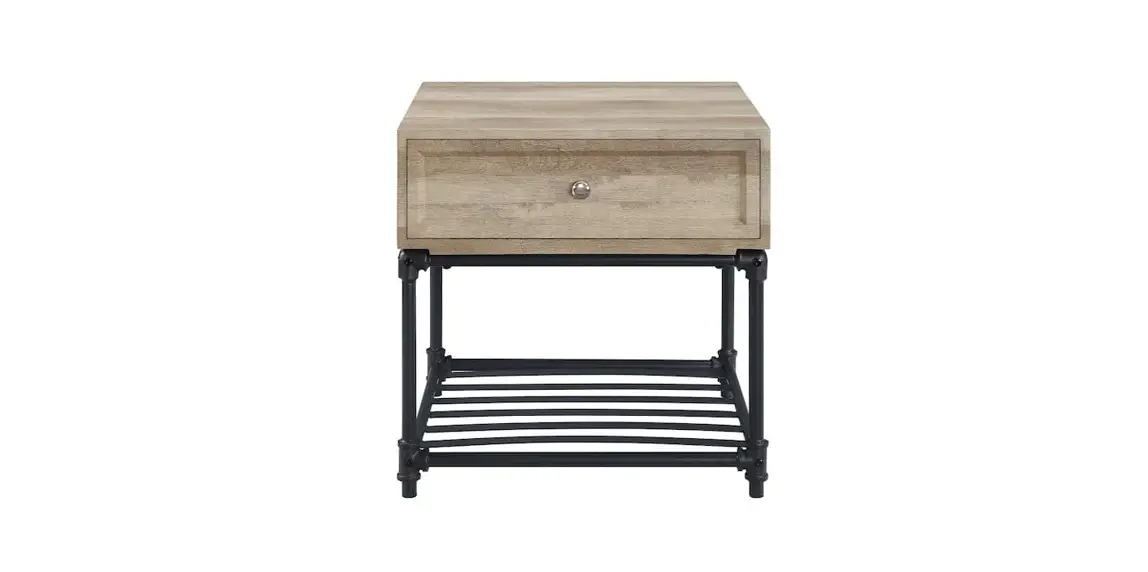 Acme Lv00749 Brantley 22 In. Oak Square Wood End Table With Shelf And Drawer Installation Guide