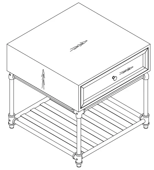 ACME LV00749 Brantley 22 in Oak Square Wood End Table with Shelf and Drawer - Fig 1
