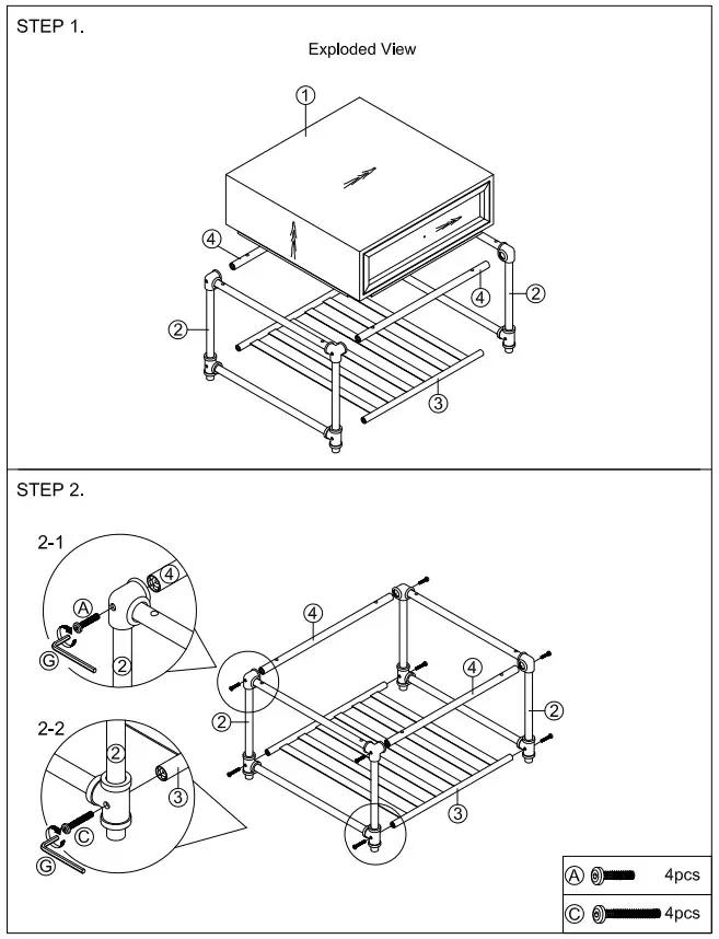 ACME LV00749 Brantley 22 in Oak Square Wood End Table with Shelf and Drawer - Fig 2