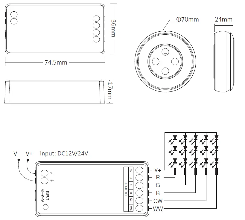 MiBOXER FUT039SA Alexa LED Strip Controller 2