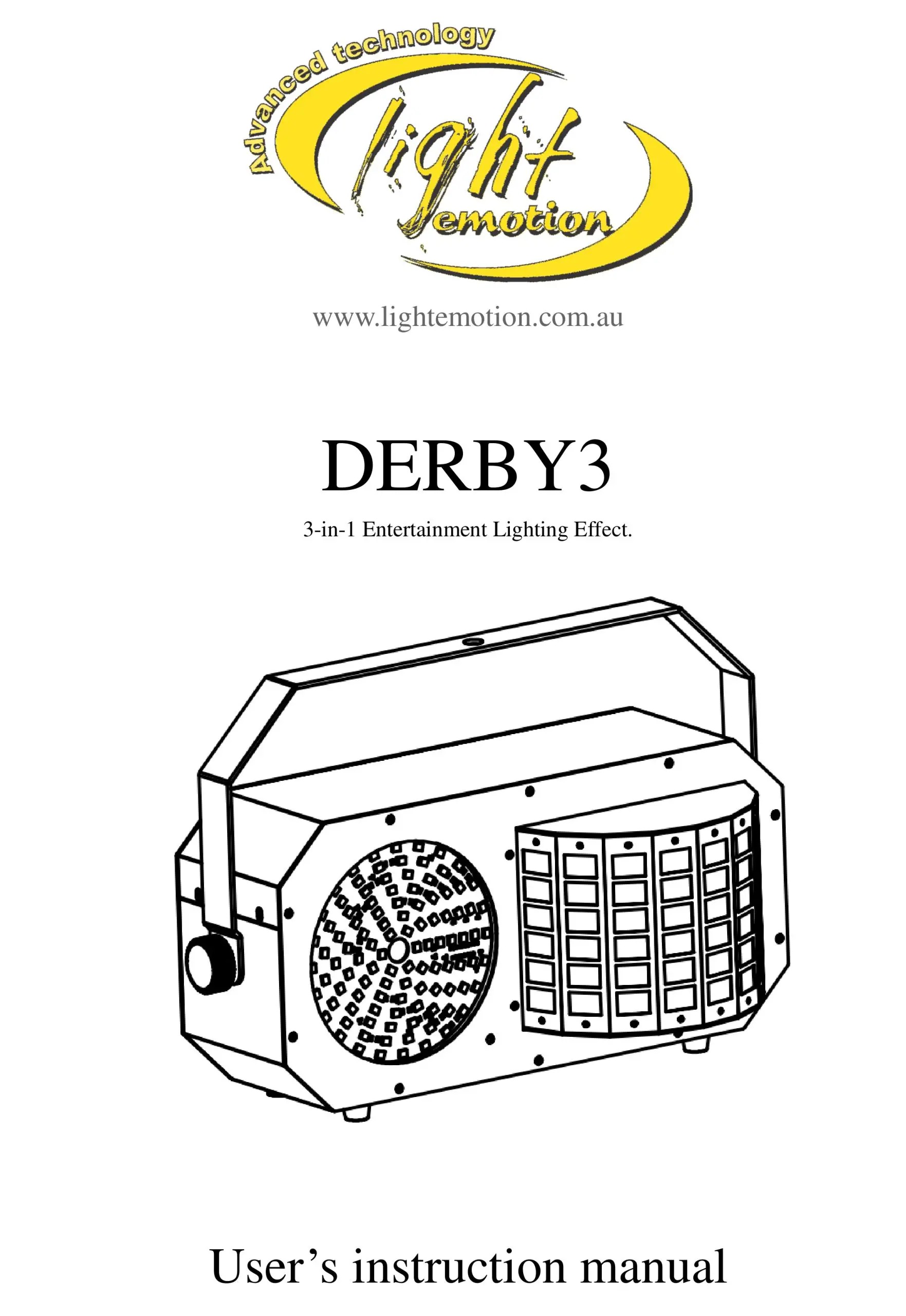 Light Emotion DERBY3 3-in-1 Entertainment Lighting Effect User Manual
