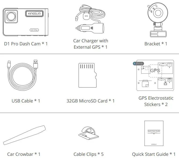KINGSLIM D1 Pro Dash Cam - box