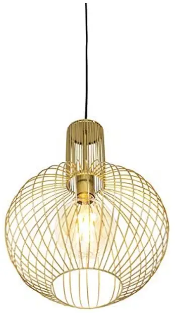 QAZQA 97803 Deco Hanging Lamp Crystal 65cm Gold