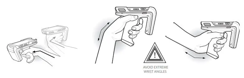 ZEBRA RFD40 RFID Standard Sled User Guide - Avoid Extreme Wrist Angles