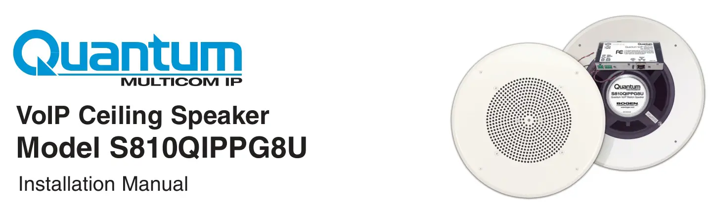 BOGEN VoIP Ceiling Speaker S810QIPPG8U Installation Guide