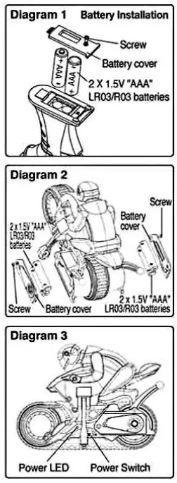 Maisto 82767 2.4GHz Cyklone Drift Motorbike - diagram