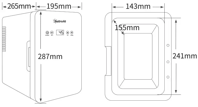 AstroAI ASIM060W 1 6L Temperature Control Fridge - fig1
