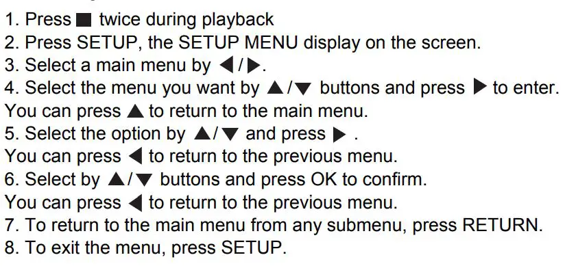 SYLVANIA SDVD1087 Portable Blu-ray Disc DVD Player User Manual - Basic Operation for the Menu