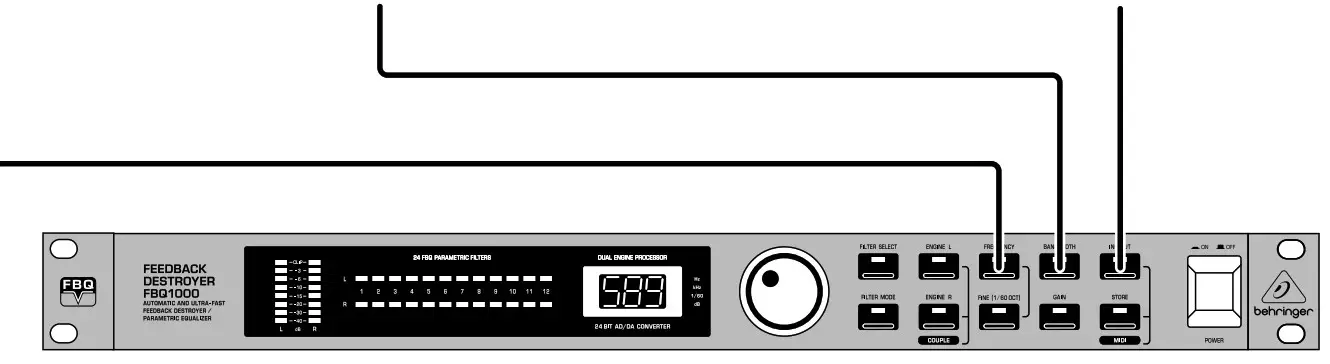 behringer Automatic and Ultra-FEEDBACK DESTROYER FBQ1000 Controls-