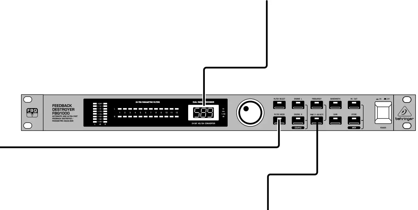 behringer Automatic and Ultra---- FEEDBACK DESTROYER FBQ1000 Controls
