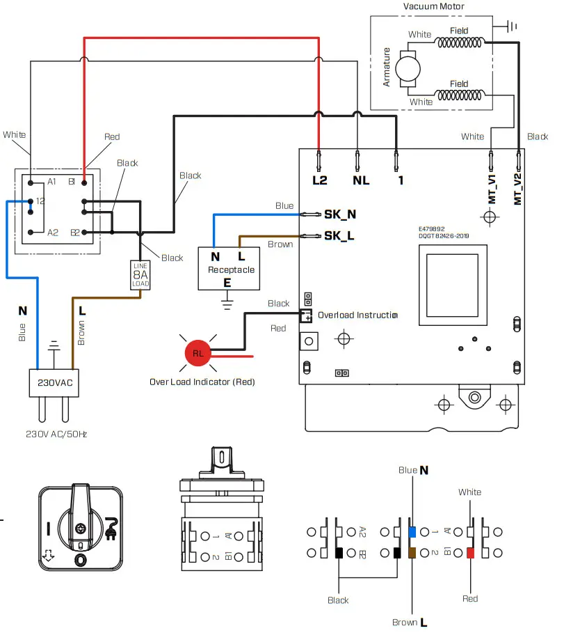 iqpowertools 426HEPA Cyclonic Dust Extractor HEPA Filtration - WIRING DIAGRAM