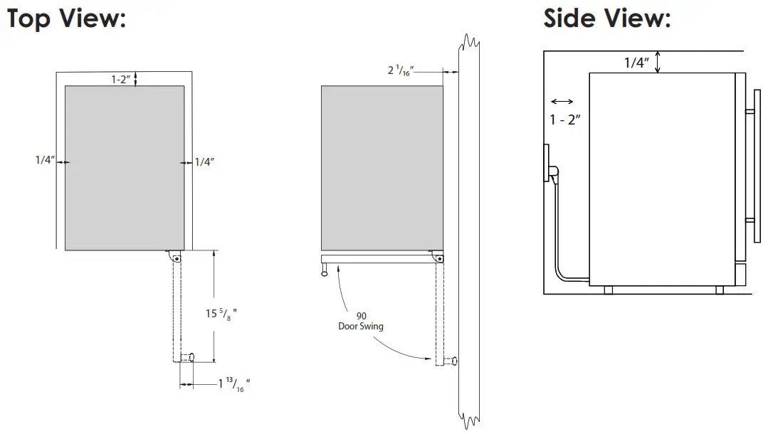 Avallon ABR152SGRH 15 Inch Wide 86 Can Beverage Center with LED Lighting - Clearance Requirements 1
