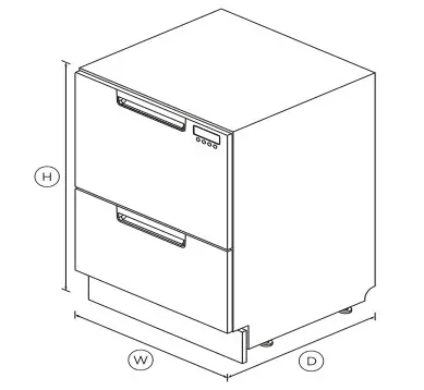 FISHER PAYKEL DD24DCTW9N Double DishDrawer Dishwasher - daimension