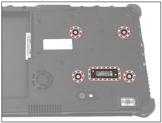 DURABOOK R11 Rugged Tablet Expansion Module LAN User Manual - Attach the expansion sponge and four sponges to the DDR door