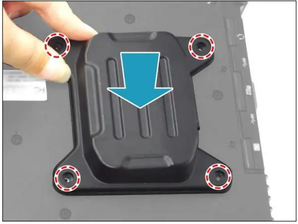 DURABOOK R11 Rugged Tablet Expansion Module LAN User Manual - By aligning with the screw holes, place the LAN expansion module
