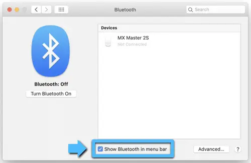 Show Bluetooth in Menu Bar