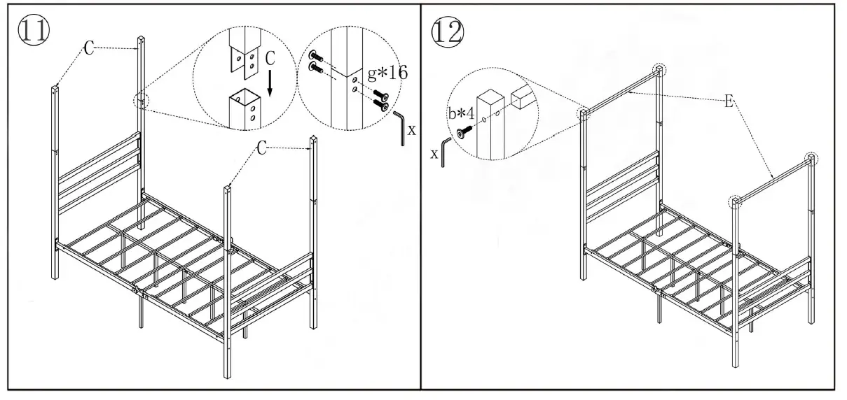 Westsky-746E-BK-39-68-in-Wide-Black-Frame-Metal-Twin-Size-Canopy-Bed-fig-7