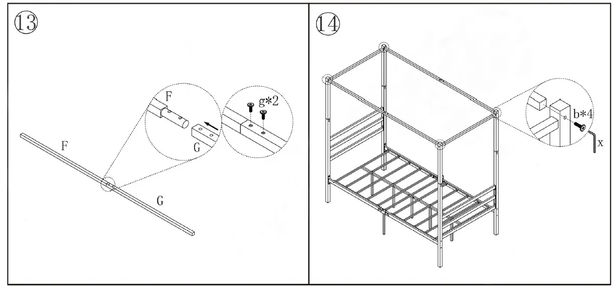 Westsky-746E-BK-39-68-in-Wide-Black-Frame-Metal-Twin-Size-Canopy-Bed-fig-8