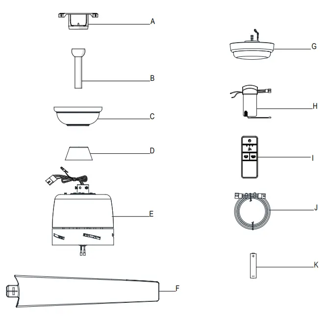 HAMPTON BAY 58913 Mena 54-Inch Ceiling Fan - PACKAGE CONTENTS
