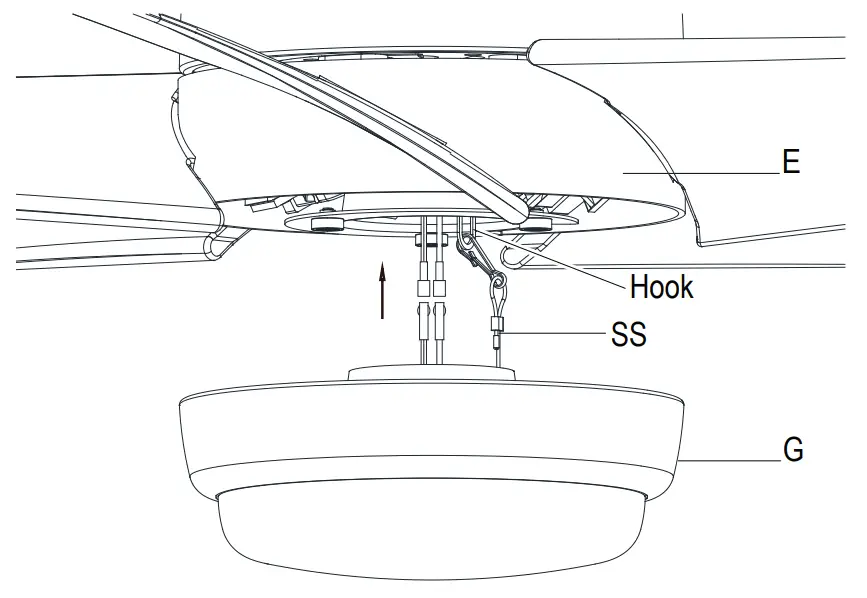 HAMPTON BAY 58913 Mena 54-Inch Ceiling Fan - light kit fitter assembly