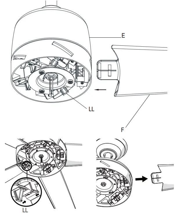 HAMPTON BAY 58913 Mena 54-Inch Ceiling Fan - switches 5