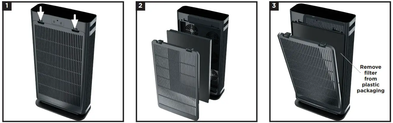 Shark Air Purifier 6 Owner’s Manual - INSTALLING AND REMOVING THE FILTER