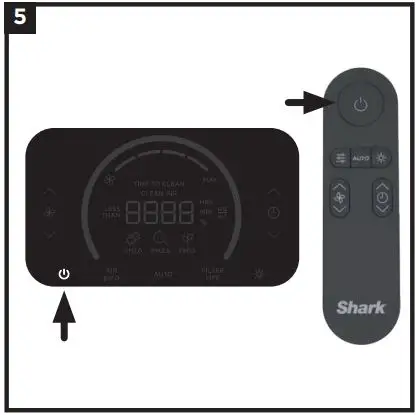 Shark Air Purifier 6 Owner’s Manual - Plug the unit into an electrical outlet and press the power button on the top control panel or on the remote