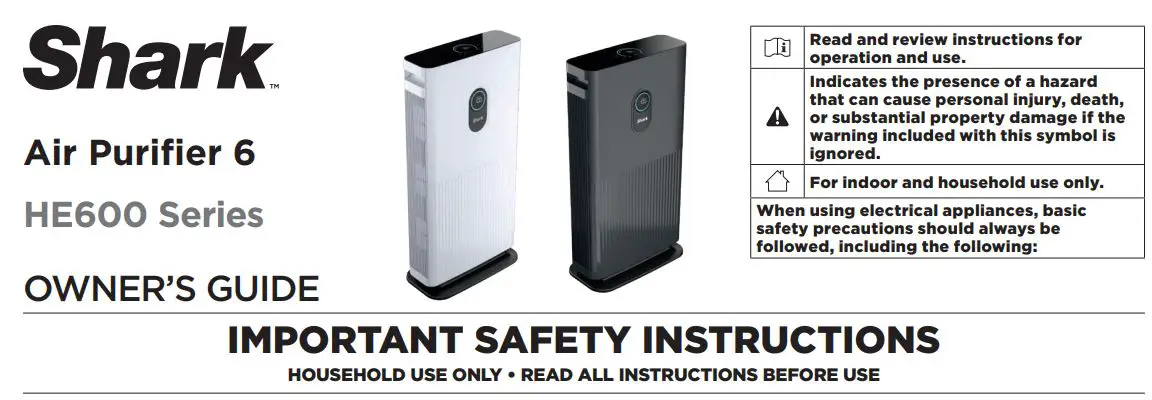 Shark Air Purifier 6 Owner’s Manual