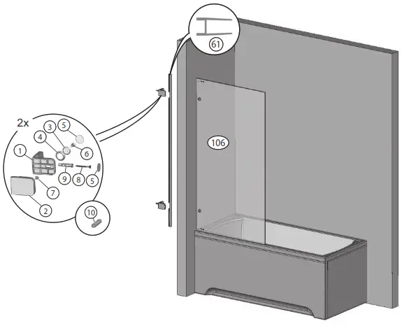RAVAK BVS1-80 Solid One-Piece Bath Screen - 1
