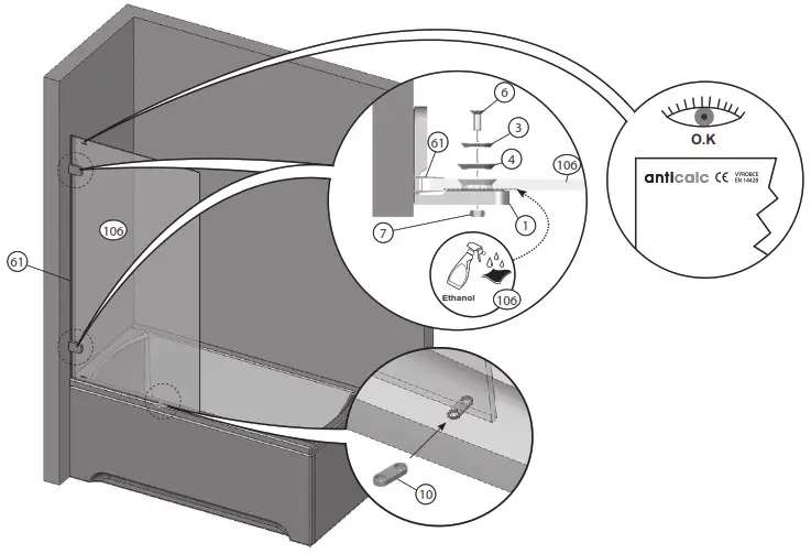 RAVAK BVS1-80 Solid One-Piece Bath Screen - 5