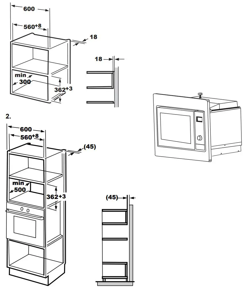 CANDY MIS1730X Microwave Ovens Instruction Manual - Built-in furniture
