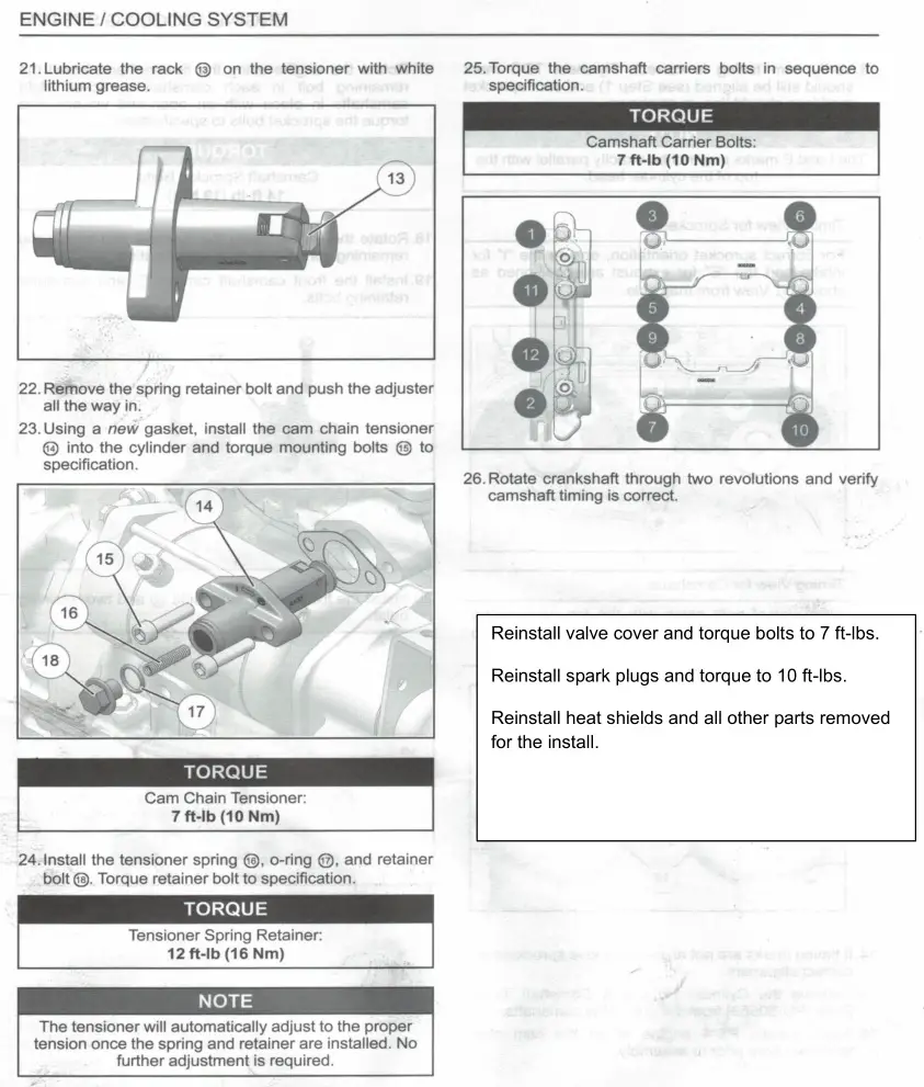 EVOLUTION POWERSPORTS 800FP0001 XR Series - Camshaft Installation 4