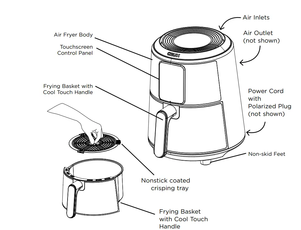 Crux 3QT Digital Air Fryer-1