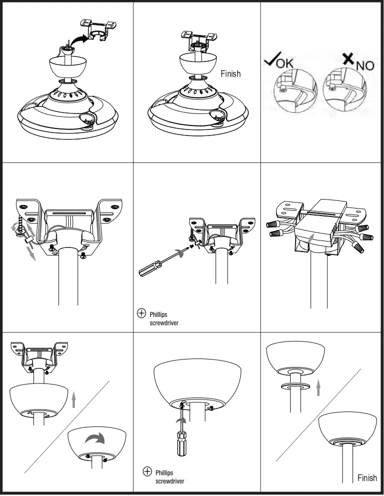 Parrot Uncle F3502110V Retractable Crystal Chandelier Ceiling Fan - Figure 3
