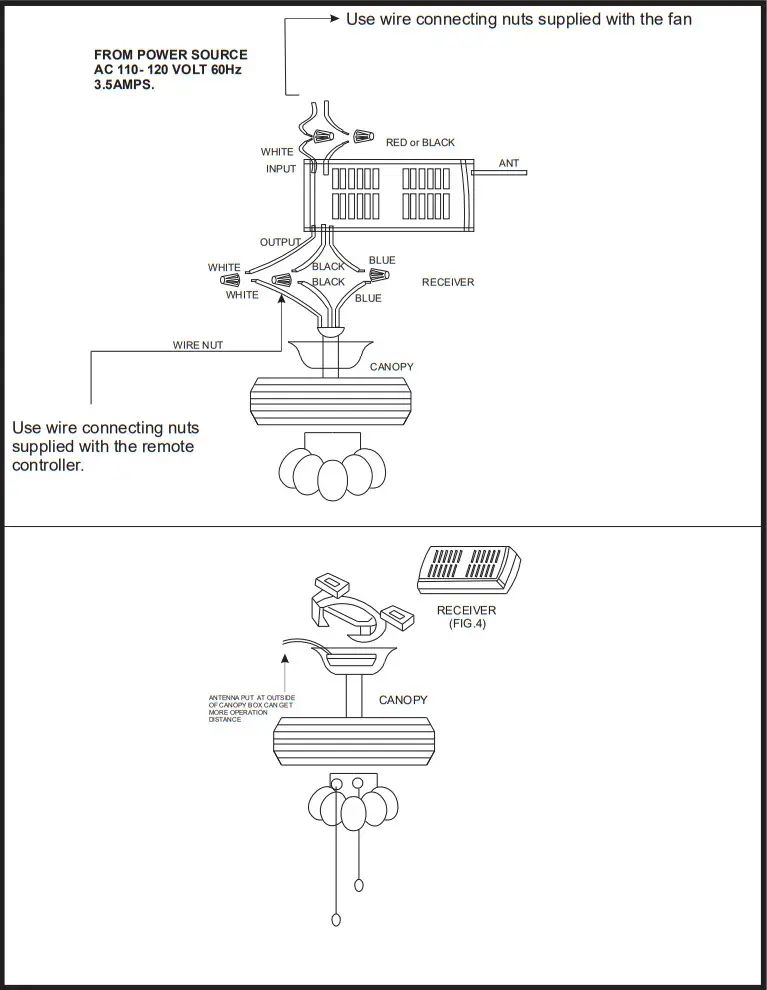 Parrot Uncle F3502110V Retractable Crystal Chandelier Ceiling Fan - Figure 4